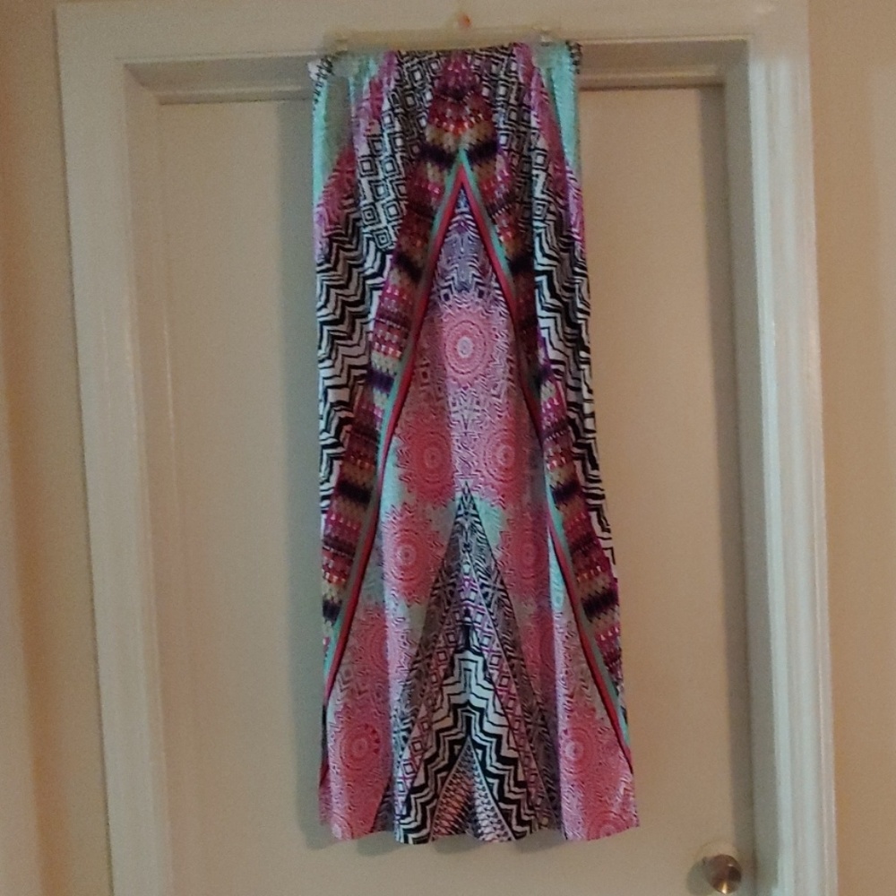 Brightly patterned skirt